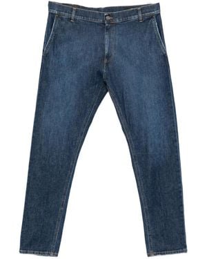 Dondup Contrast-Stitch Logo-Patch Jeans - Blue