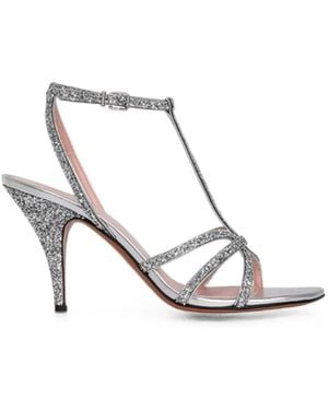 Zimmermann Glitter-Detail Leather Sandals - White