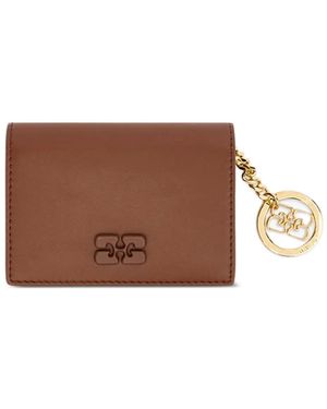 Ganni Bou Card Holder With Flap - Brown