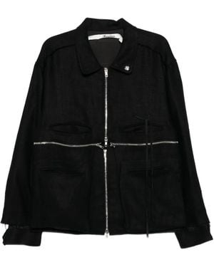 Midorikawa Lace-Panelled Frayed Jacket - Black