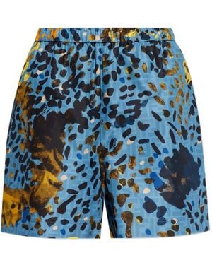 Fendi Abstract-Print Shorts - Blue