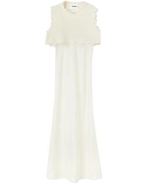 Jil Sander Layered Wool-Silk Blend Dress - White