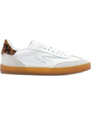 Stuart Weitzman Leopard-Print Leather Trainers - White