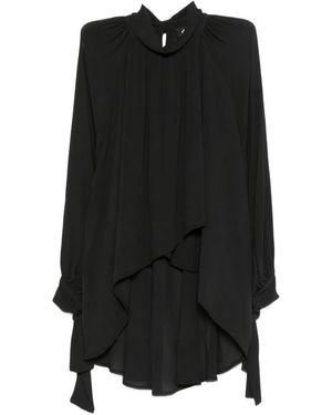 Dixie High-Neck Asymmetric Blouse - Black