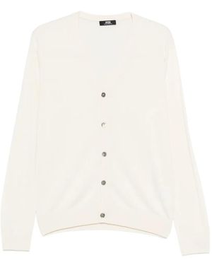 Alpha Studio Button V-Neck Cardigan - White