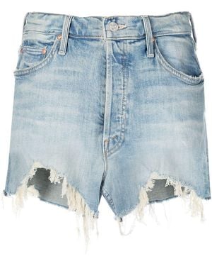 Mother Tomcat High-Waist Frayed Short - Blue