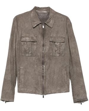 Salvatore Santoro Veste En Cuir À Fermeture Zippée - Brown