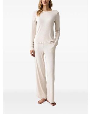 DKNY Ribbed-Knit Pajamas - White