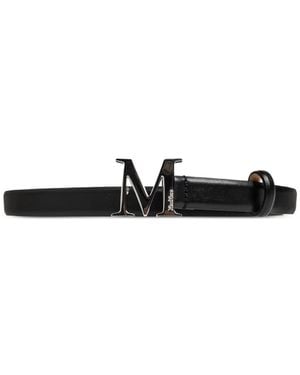 Max Mara Ledergürtel Mit Logo-Schild - Schwarz