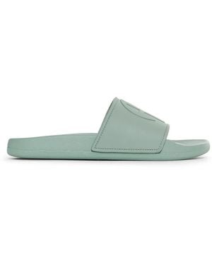 Anine Bing Isla Logo-Embossed Slides - Green