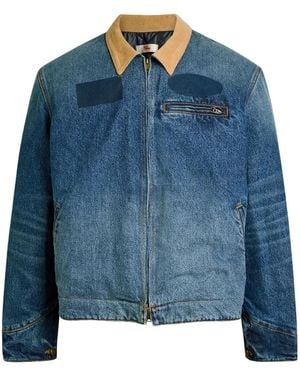 CHERRY LA Contrast-Collar Denim Jacket - Blue