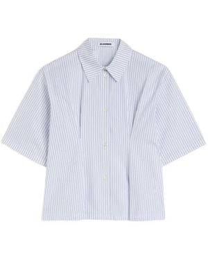 Jil Sander Striped Pleated-Waist Shirt - White