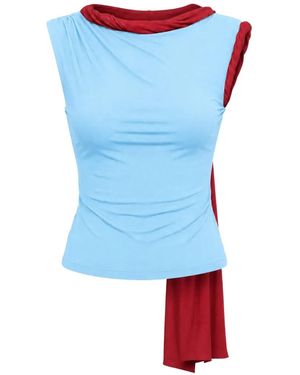 Axel 113 Twisted-Detail Draped Top - Blue