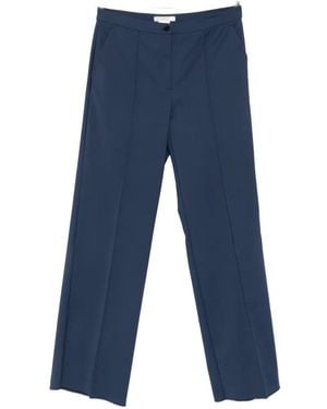 Marina Rinaldi Piroghe Pressed-Crease Straight-Leg Trousers - Blue