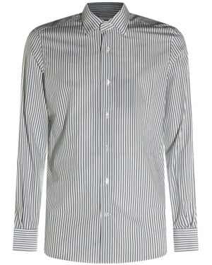 Mazzarelli Striped Button Shirt - Grey