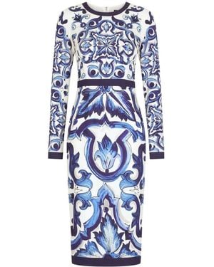 Dolce & Gabbana Majolica-Print Sheath Dress - Blue