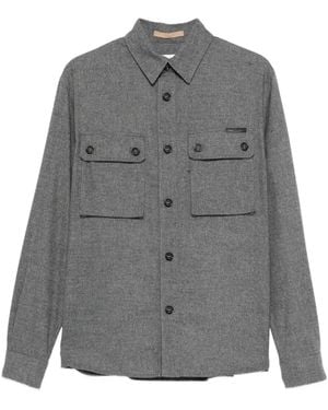 Paolo Pecora Button-Down Shirtjack Met Dubbele Zak - Grijs