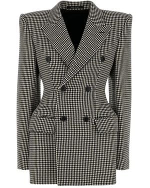 Balenciaga Doppelreihiger Blazer Mit Hahnentrittmuster - Schwarz