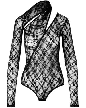 Ioana Ciolacu Asymmetrischer Broderick Body Mit Spitzeneinsatz - Schwarz