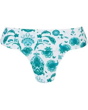 Heidi Klein Kos Paisley-Print Textured Bikini Bottoms - Blue