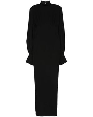 Vestiaire d'un Oiseau Libre Maxi-Jurk Met Hoge Hals En Klokmouwen - Zwart