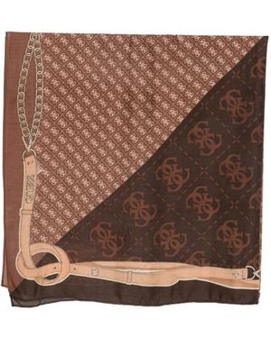 Guess Schal Mit Logo-Print - Braun