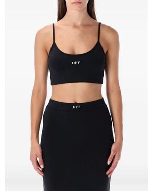 Off-White c/o Virgil Abloh Sleek Spaghetti-Strap Crop Top - Black