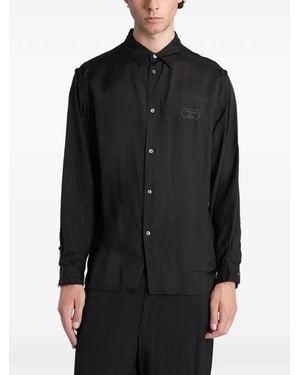 Undercover Embroidered-Logo Long-Sleeve Shirt - Black