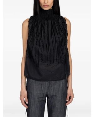 Paloma Wool Lupe Frilled High-Neck Blouse - Black