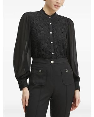 Morgan Lace-Panelled Balloon-Sleeve Blouse - Black