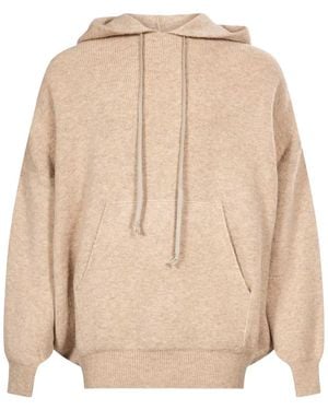 Rick Owens Drawstring-Hood Pouch-Pocket Hoodie - Natural