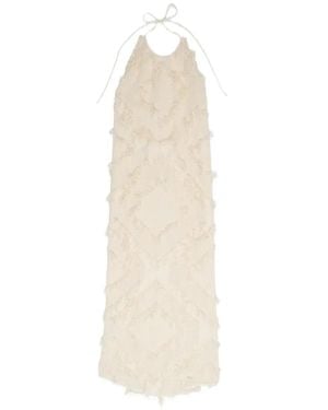 Bimba Y Lola Fringed Halterneck Maxi Dress - White