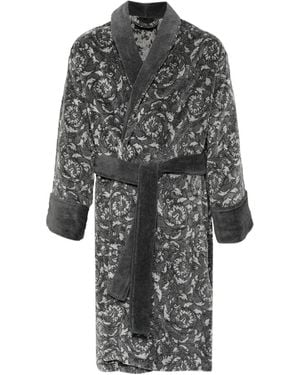 Versace Barocco Belted Bathrobe - Gray