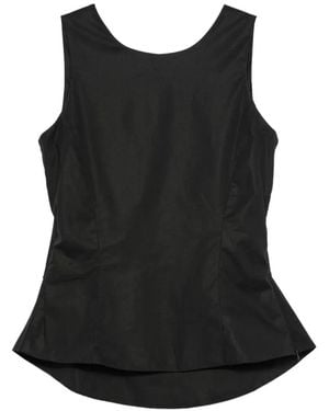 MOUTAKI Bow-Detail Peplum Blouse - Black
