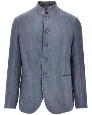 Emporio Armani Guru-Collar Button-Up Jacket - Blue