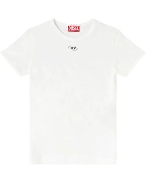 DIESEL Slim Fit Oval Logo Tee - White