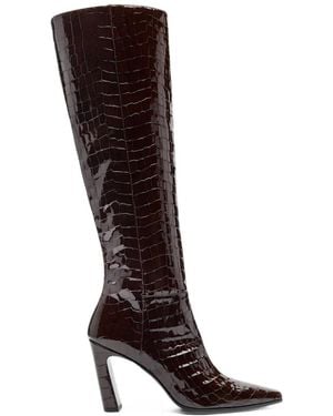 Stuart Weitzman Stassi Crocodile-Embossed Leather Boots - Brown