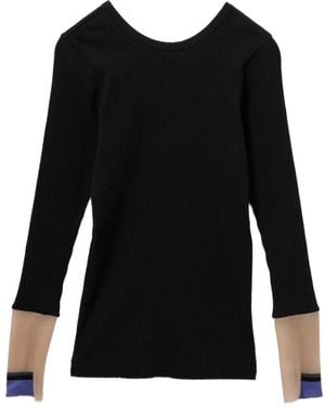 Toga Rib Long-Sleeved Top - Black