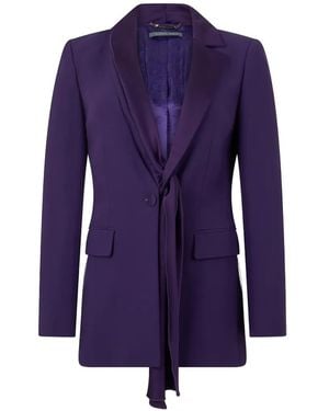 Alberta Ferretti Scarf-Detail Single-Breasted Blazer - Purple