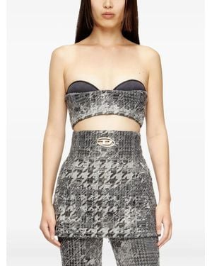 DIESEL Jacquard-Denim Bralette - Grey