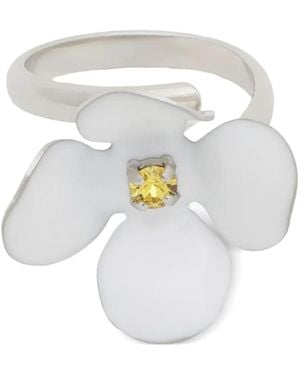 Marni Anello Bianco Smaltato Con Margherite