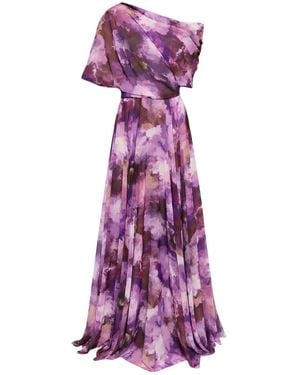 Amsale Printed Slouch Dress - Purple