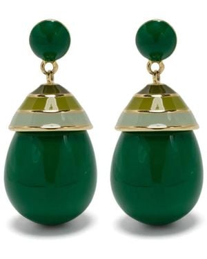 Eshvi Pendientes largos a rayas - Verde
