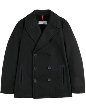 Fay Double-Breasted Peacoat - Black