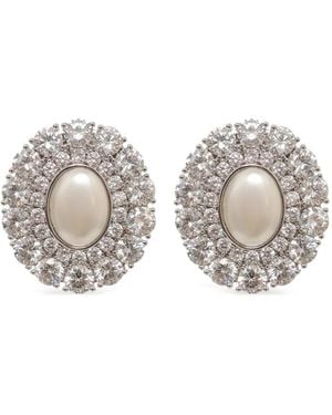 Self-Portrait Boucles D'Oreilles À Ornements En Cristal - White
