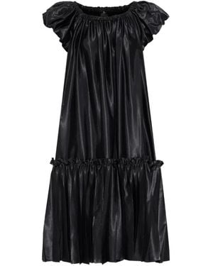 Noir Kei Ninomiya Off-Shoulder Pleated Midi Dress - Black