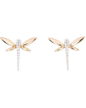 Anapsara Kleine Dragonfly Ohrringe Mit Diamanten - Natur
