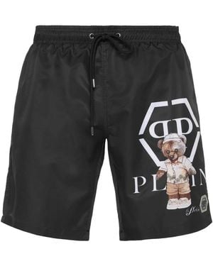 Philipp Plein Teddy-Print Swim Shorts - Black