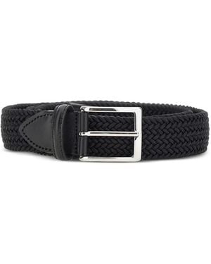 Athison Braided Leather-Trim Belt - White