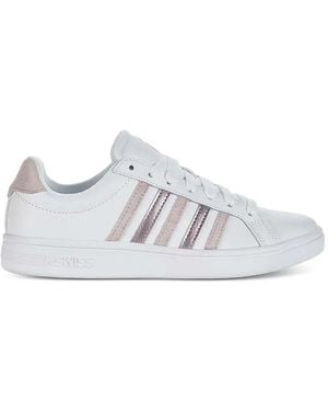 K-swiss Court Tiebreak Striped Leather Sneakers - White